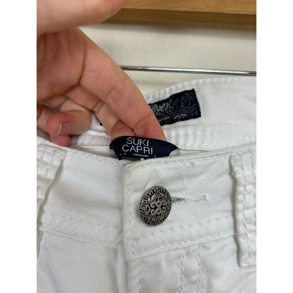 Silver Jeans Women's W26 White Denim Suki Capri Mid Rise - Picture 9 of 11